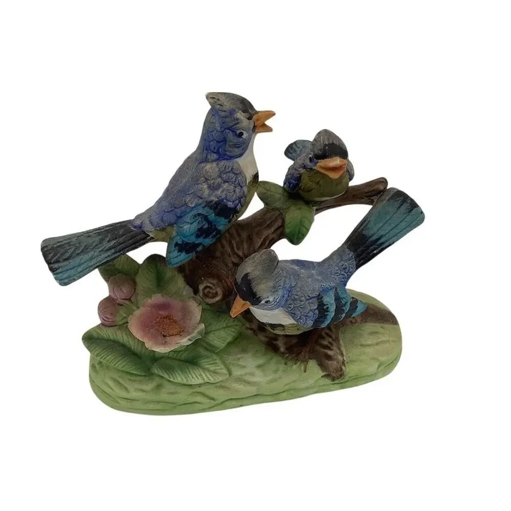 Andrea by Sadek‎ Vintage Bluebird Figurine White with Floral Accents